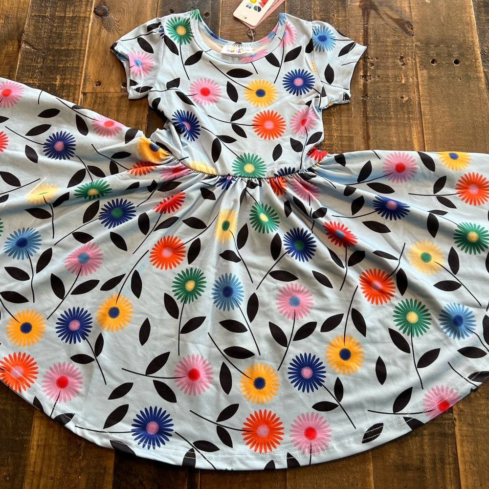 Dot Dot Smile size 2T or 3/4 girls floral Cap sleeve twirl dress New - Picture 4 of 4